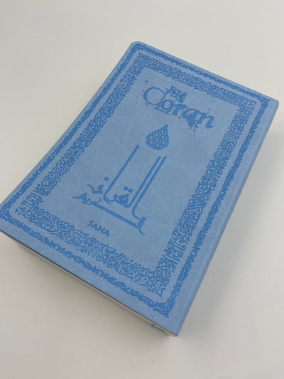Der Edle Koran und die französische Übersetzung seiner Bedeutungen. Himmelblauer Hardcover