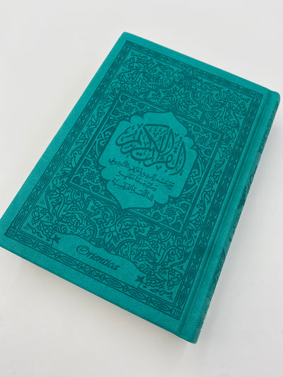 Der Heilige Koran – Phonetik und Bedeutungsübersetzung in Französisch-Blaugrün
