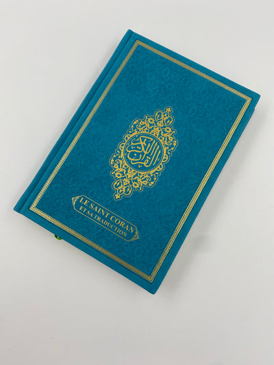 Der edle Koran Himmelblau Französisch-Arabisch